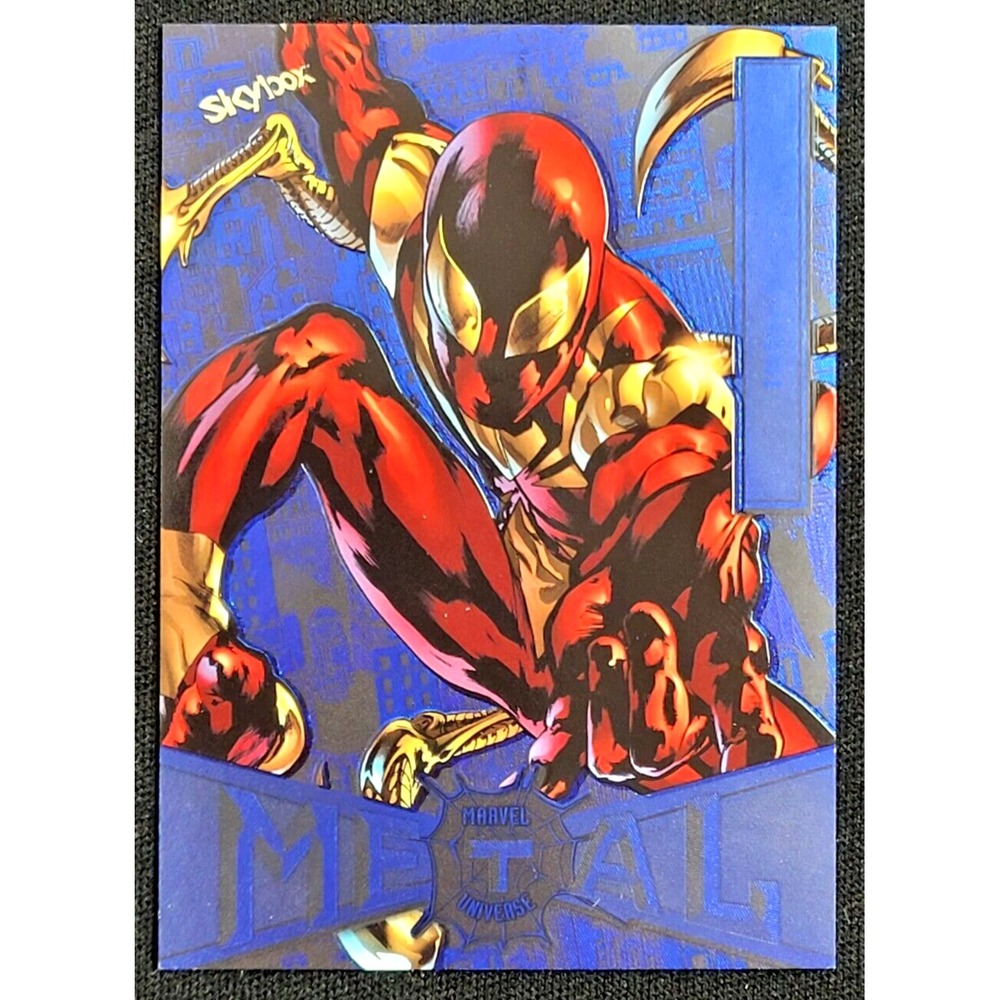 2022 UPPER DECK MARVEL METAL UNIVERSE SPIDER-MAN IRON SPIDER NEON BLUE